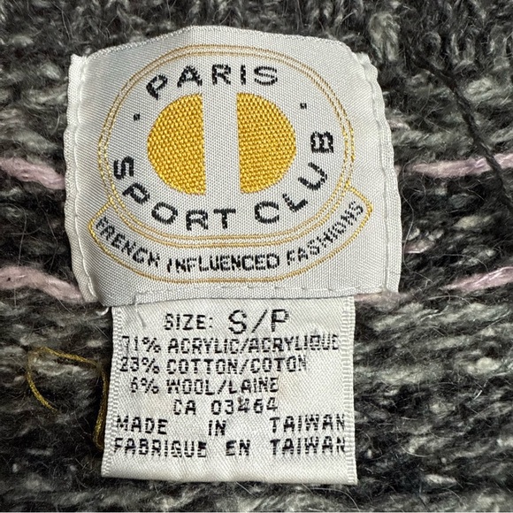 Vintage Paris Sport Club Women’s Cardigan Sweater Button Closure grey Normcore S - Picture 6 of 7